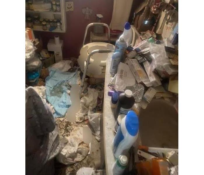Cluttered bathroom