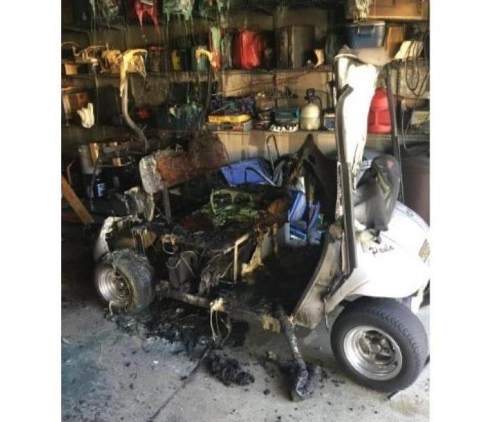Golf cart melted due to fire
